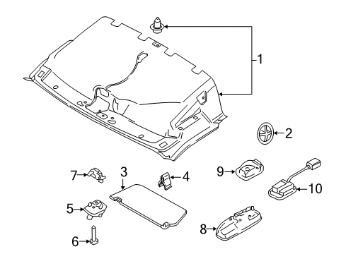 2022 Ford Transit Headlining - Roof Diagram for LK4Z-6151916-AAC