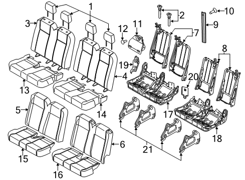 Rear Seat Cushion Cover Assembly Diagram for HK4Z-9963805-CC