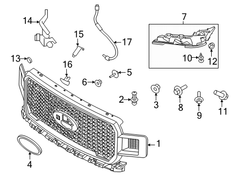 2020 Ford F-150 Radiator Grille Diagram for JL3Z-8200-PZPTM