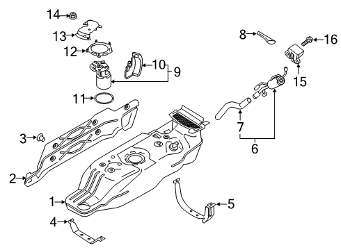 2022 Ford Ranger Sender And Pump Assembly Diagram for KB3Z-9H307-E