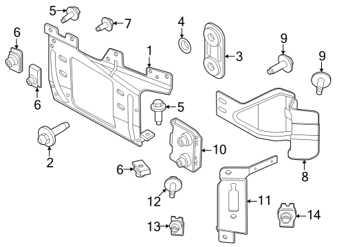 2023 Ford F-350 Super Duty Bumper Mounting Plate Diagram for PC3Z-17B984-A