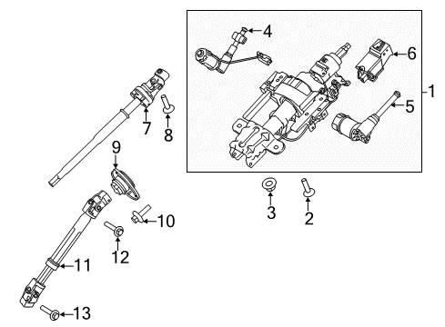 2020 Lincoln Navigator Steering Column Assembly Diagram for FL3Z-3C529-BN