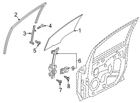 2021 Ford EcoSport Window Operating Motor Assembly Diagram for JN1Z-9923395-A