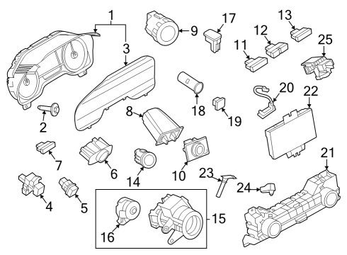2022 Ford Expedition Headlamps Switch Assembly Diagram for LJ6Z-11654-BD