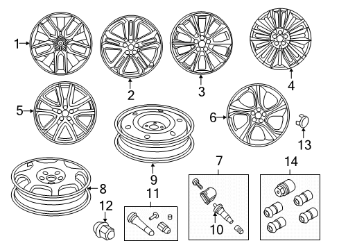 2023 Ford Edge Wheel Assembly Diagram for MT4Z-1007-A