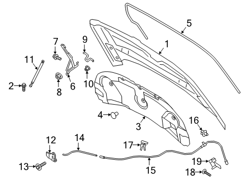 2025 Lincoln Aviator Hood Assembly Diagram for RC5Z-16612-A