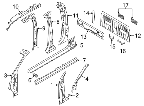 2020 Ford Ranger "B" Pillar Reinforcement Diagram for N1WZ-6124383-C