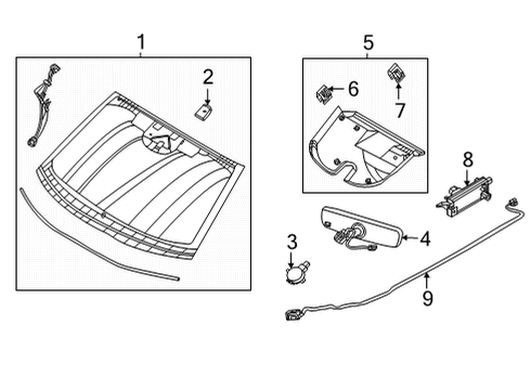 2023 Ford Mustang Mach-E Windscreen Glass Diagram for LJ8Z-5803100-K