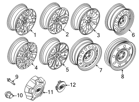2024 Ford Maverick Wheel Assembly Diagram for PZ6Z-1007-B