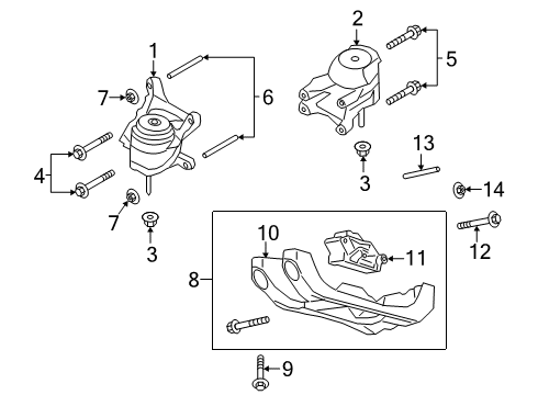 2020 Lincoln Aviator Engine Support Insulator Assembly Diagram for L1MZ-6068-J