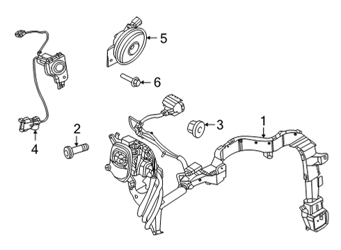 2023 Ford Mustang Mach-E Horn Assembly Diagram for LJ9Z-13832-B