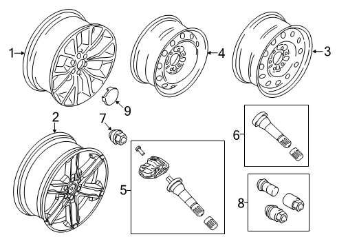 2021 Ford Expedition Wheel Assembly Diagram for LL1Z-1007-A