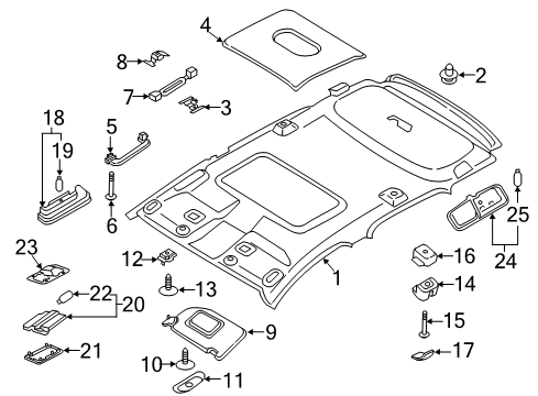 2020 Ford EcoSport Headlining - Roof Diagram for GN1Z-5851916-AC