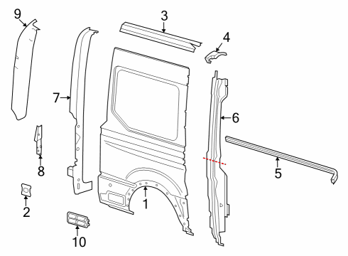2023 Ford E-Transit REINFORCEMENT - "D" PILLAR Diagram for NK4Z-61243A46-A
