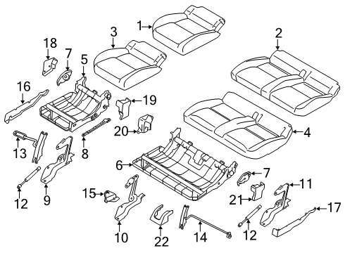 2022 Ford Transit Connect Rear Seat Cushion Cover Assembly Diagram for KT1Z-1763805-PA