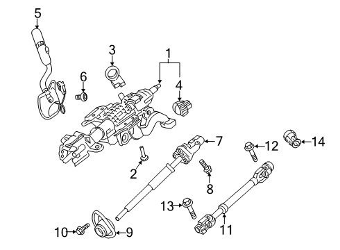 2022 Ford F-350 Super Duty Steering Column Assembly Diagram for LC3Z-3C529-F