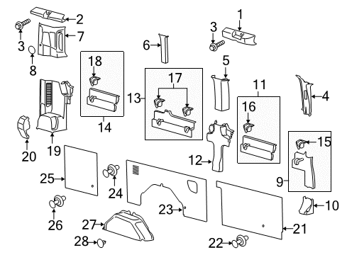 2023 Ford Transit Load Compartment Trim Diagram for CK4Z-6131013-CD