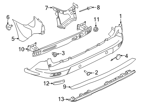 2020 Ford Transit Connect Rear Bumper Assembly Diagram for KT1Z-17906-SG
