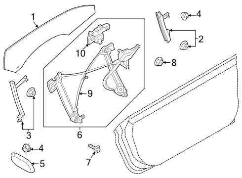 2025 Ford Mustang Door Glass Diagram for JR3Z-6321411-B