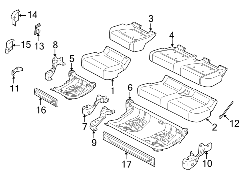 2022 Ford F-150 Lightning Rear Seat Cushion Cover Assembly Diagram for RL3Z-1663805-EB