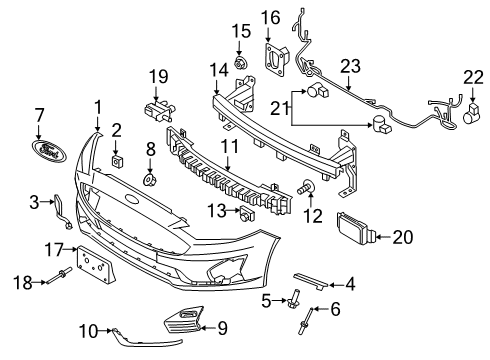 2020 Ford Fusion Front Bumper Assembly Diagram for KS7Z-17D957-ADPTM