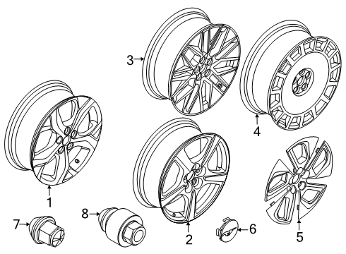 2024 Ford Mustang Mach-E Wheel Assembly Diagram for RJ8Z-1007-A