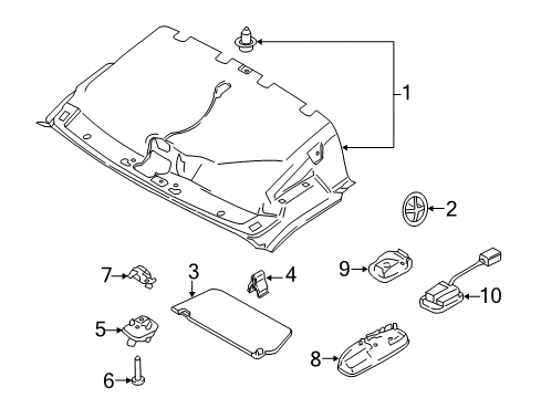 2023 Ford Transit Headlining - Roof Diagram for LK4Z-6151916-HB