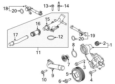 2020 Ford F-150 Water Pump Assembly Diagram for JT4Z-8501-C