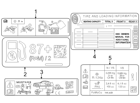 2025 Ford Mustang Decal Diagram for PR3Z-9900014-G