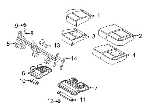 2021 Ford EcoSport Rear Seat Cushion Cover Assembly Diagram for GN1Z-5863805-ME