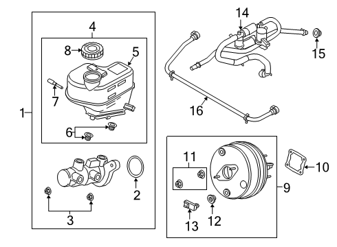 2020 Ford Ranger Brake Booster Assembly Diagram for HB3Z-2005-A