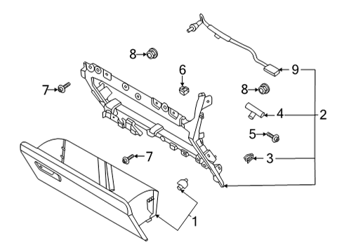 2021 Ford F-150 Compartment Glove Co Drive Diagram for ML3Z-1506010-BE