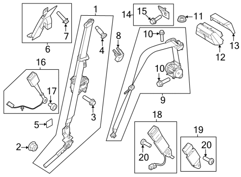 2023 Ford F-350 Super Duty Pretensioner Seat Belt Retractor Diagram for PC3Z-25611B08-BB