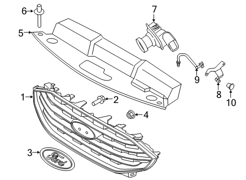 2022 Ford Edge Radiator Grille Assembly Diagram for NT4Z-8200-AA