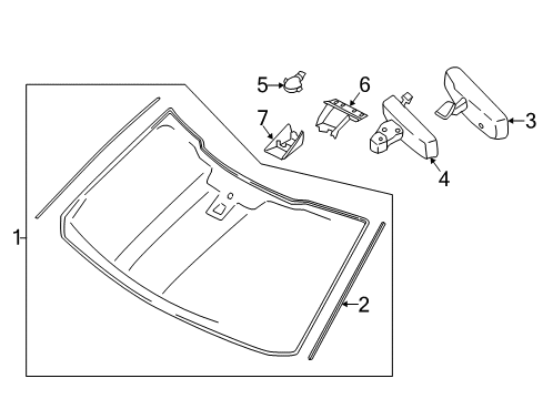 2022 Ford F-250 Super Duty Windscreen Glass Diagram for LC3Z-2503100-E