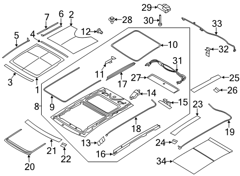 2023 Ford Edge GLASS - ROOF Diagram for KT4Z-58500A18-A