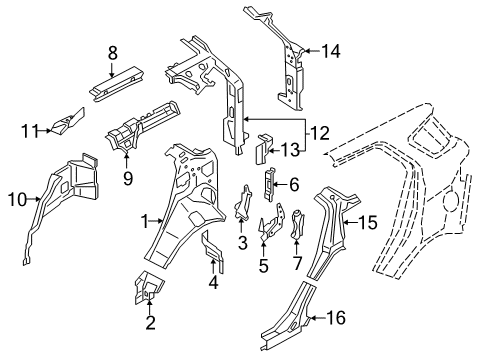 2021 Ford EcoSport Body Side Inner Panel Assembly Diagram for GN1Z-7427865-G