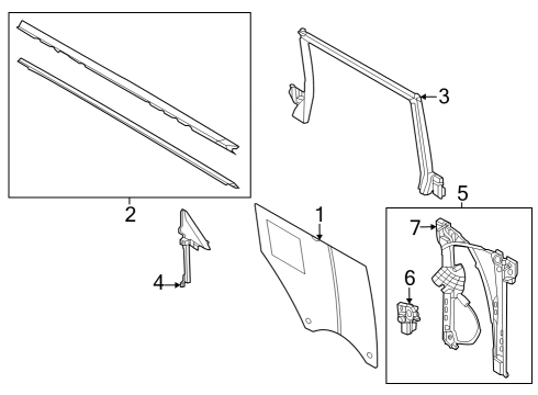 2022 Ford Bronco Door Glass Run Diagram for M2DZ-7825766-A