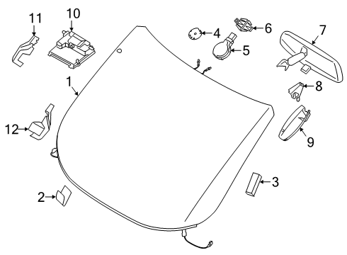 2022 Ford Transit Connect Windscreen Glass Diagram for KT1Z-5403100-G