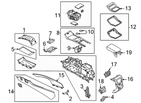 2022 Lincoln Nautilus Console Panel Assembly Diagram for MA1Z-58045A36-BB