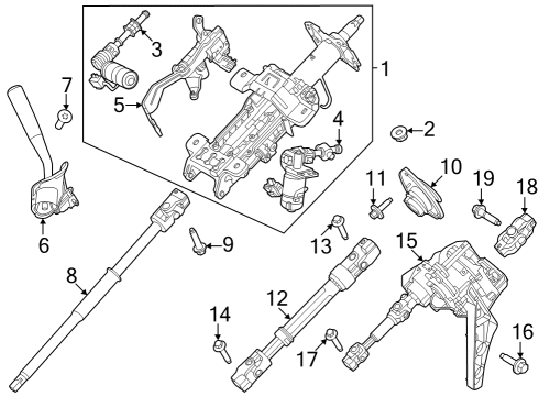 2024 Ford F-250 Super Duty Steering Wheel Assembly Diagram for RC3Z-3600-HA
