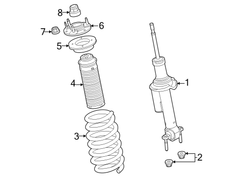 2024 Ford Bronco Front Suspension Strut Bearing Diagram for MB3Z-18198-N