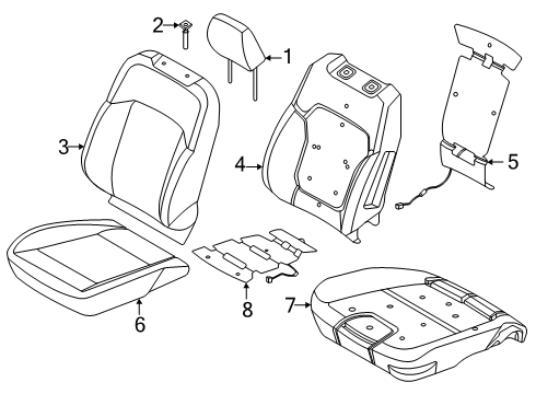 2024 Ford Ranger Seat Back Cover Assembly Diagram for N1WZ-2664417-GM
