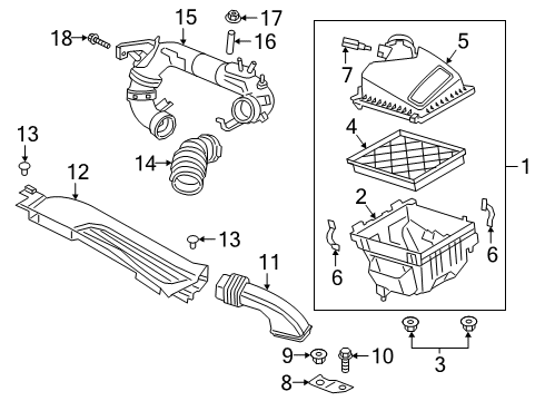 2020 Ford Escape Air Cleaner Element Assembly Diagram for JX6Z-9601-A