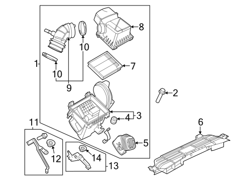 2024 Ford Escape Air Cleaner Element Assembly Diagram for LX6Z-9601-A