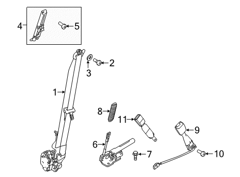 2019 Ford Police Interceptor Utility Seat Belt Assembly Diagram for DG1Z-5461202-BG