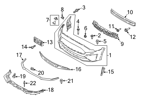 2022 Ford Mustang Front Bumper Assembly Diagram for JR3Z-17D957-EAPTM