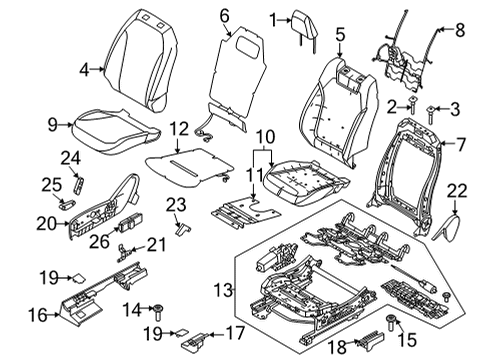 2022 Ford Mustang Mach-E Seat Back Cover Assembly Diagram for LK9Z-5864416-AB