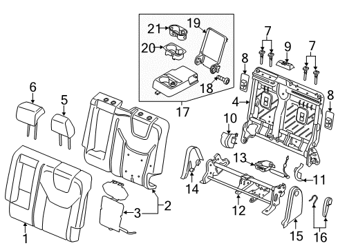 2022 Ford Edge Rear Seat Back Cover Assembly Diagram for KT4Z-5866601-FB