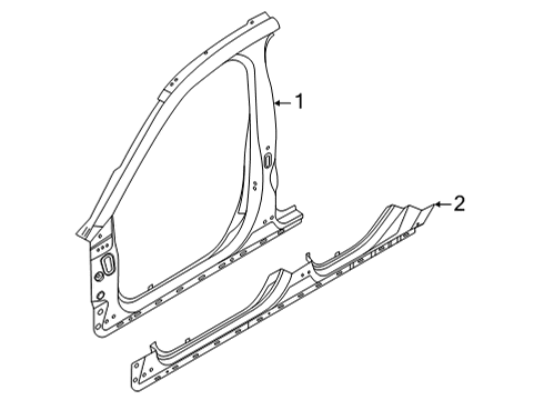 2023 Ford Mustang Mach-E Body Rocker Panel Diagram for LJ8Z-5810128-A